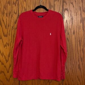 Polo Ralph Lauren Red Textured Waffle Body Shirt Smooth Sleeves Large
